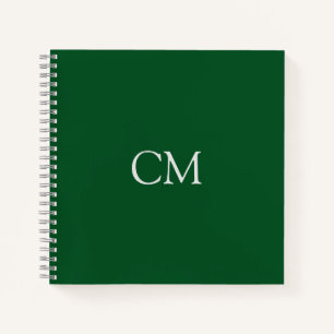 Carnet monogramme simple vert foncé