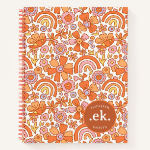 Carnet Monogramme super Retro Orange Florals