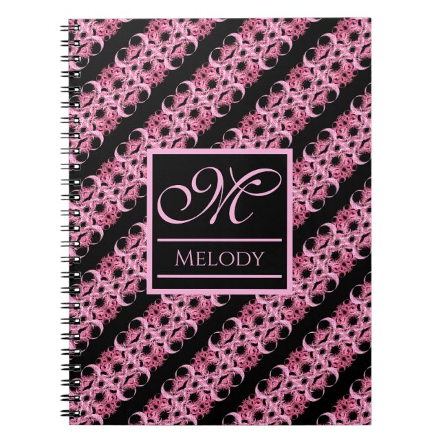 Carnet Monogramme Sur Rose Et Noir Fractés (Devant)