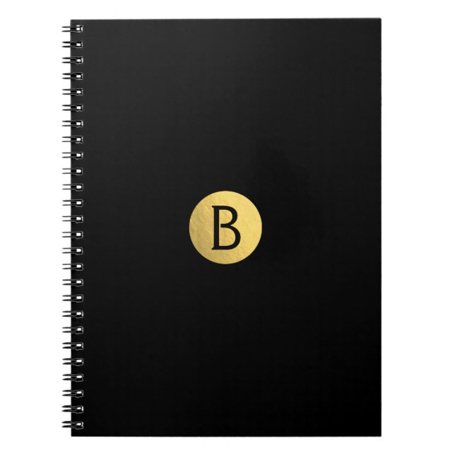 Carnet Monogramme tendance moderne feuille d'or (toutes c (Devant)