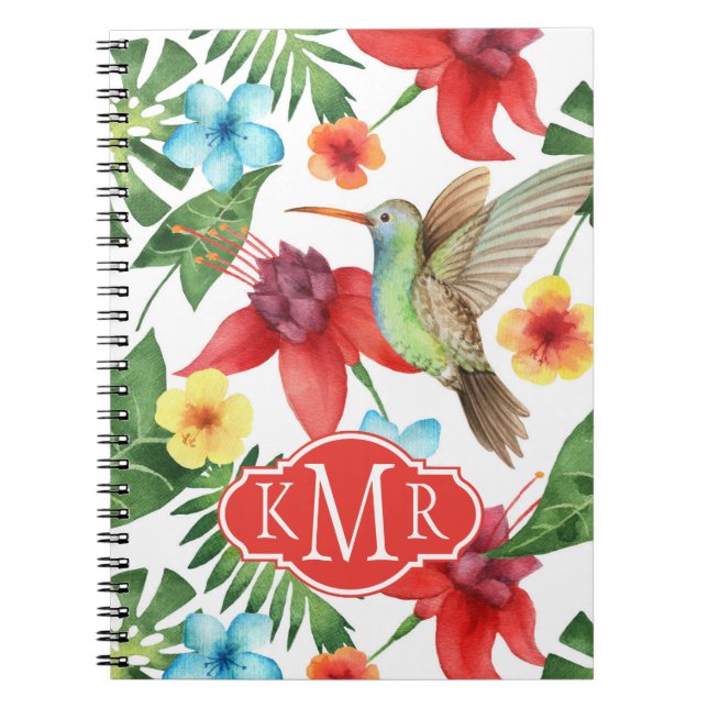 Carnet Monogramme tropical du colibri | (Devant)