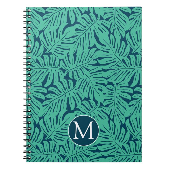 Carnet Monogramme tropical du motif | de feuille de (Devant)
