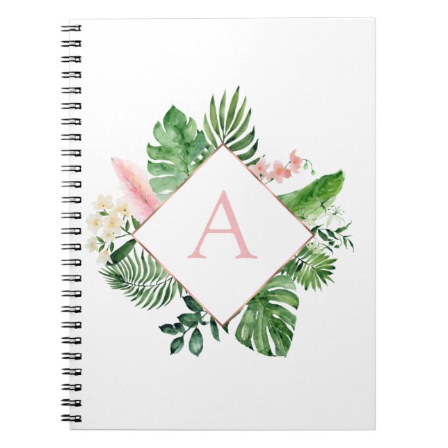 Carnet Monogramme Tropical Palm Green Botanique (Devant)