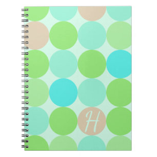 Carnet Monogramme Turquoise Bleu & Cercles Orange
