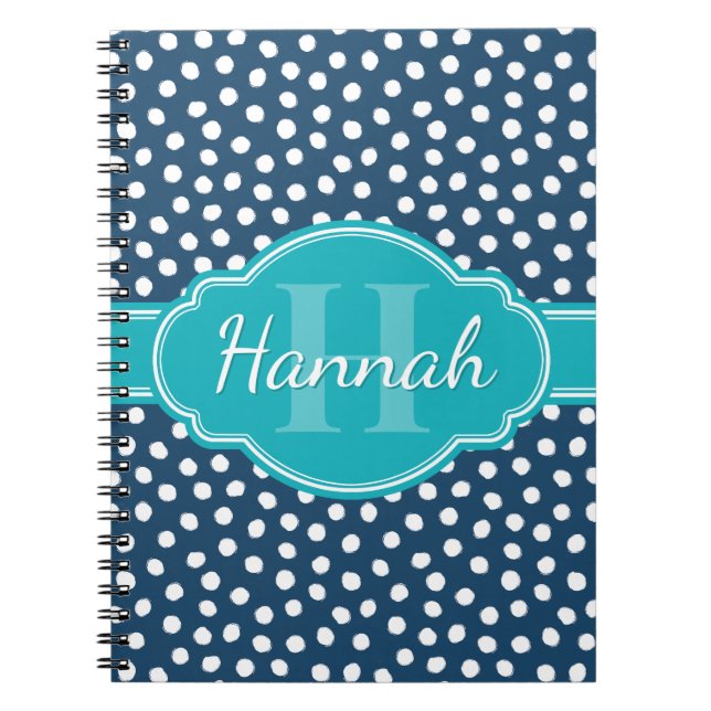Carnet Monogramme Turquoise de Motif à pointes blanches d (Devant)