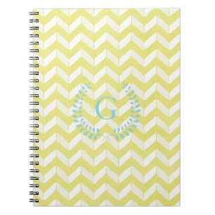 Carnet Monogramme turquoise jaune en pastel chic de