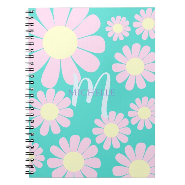 Carnet Monogramme Turquoise rose pâle (Devant)