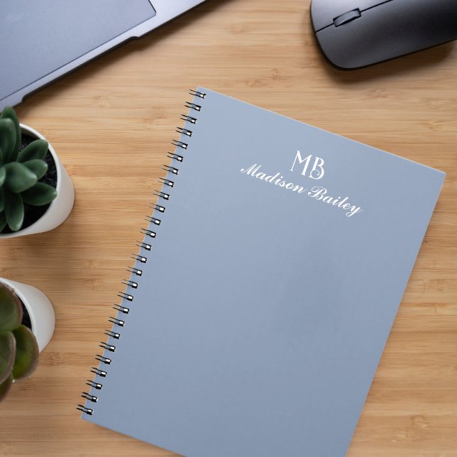 Carnet Monogramme Typographie décorative Dusty Blue (Créateur téléchargé)