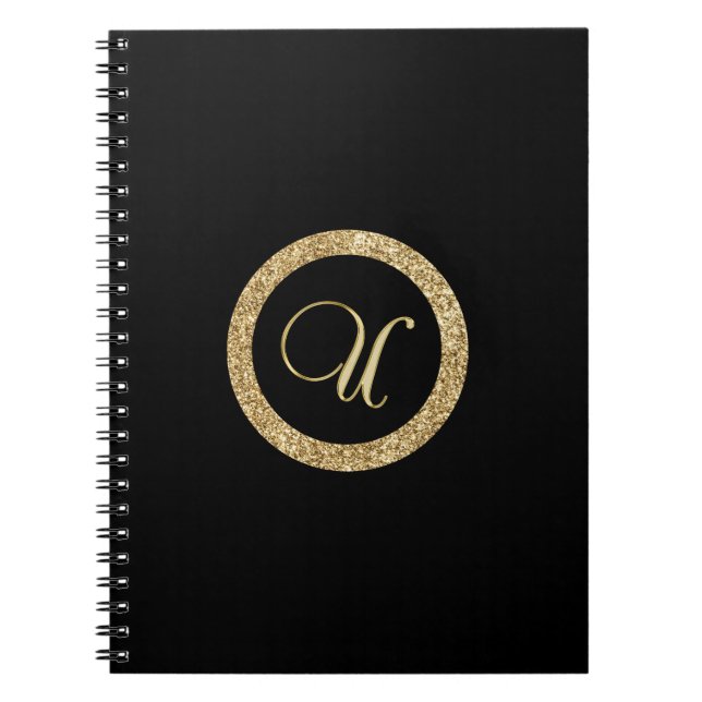 Carnet Monogramme U, or sur fond noir de minuit, (Devant)