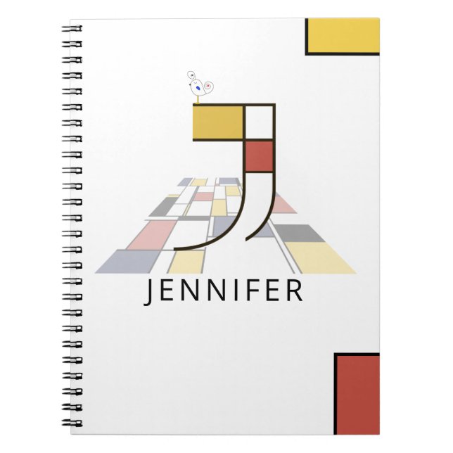 Carnet Monogramme unique de style néoplasticisme. Lettre  (Devant)