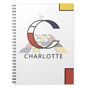 Carnet Monogramme unique de style néoplasticisme. Lettre