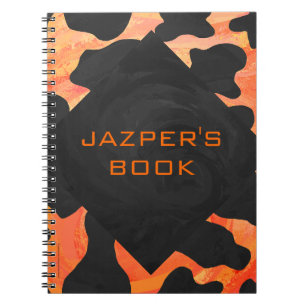 Carnet Monogramme vache noir et orange Impression