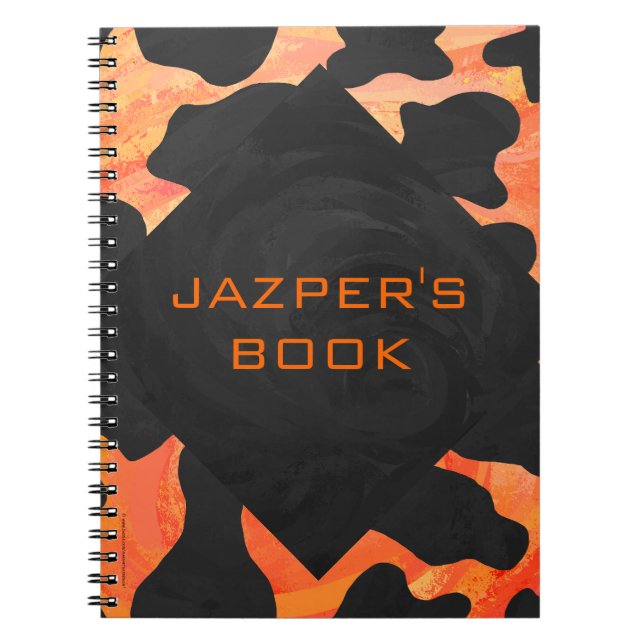 Carnet Monogramme vache noir et orange Impression (Devant)