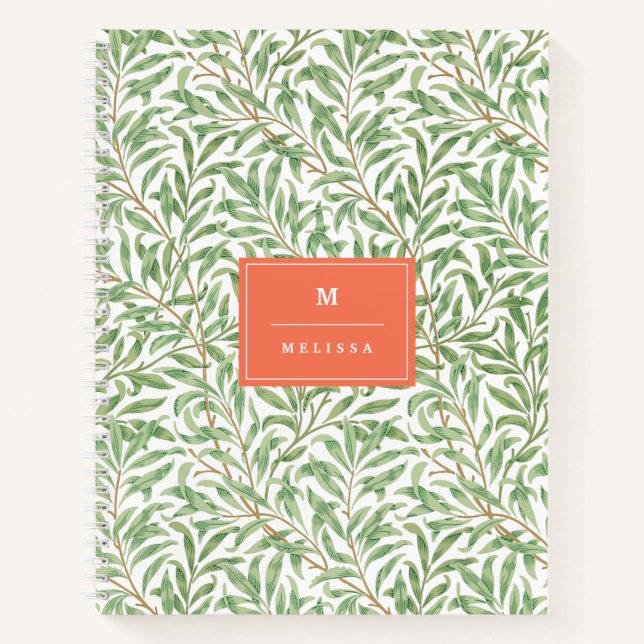 Carnet Monogramme Vert Botanique Motif Vert Orange (Devant)