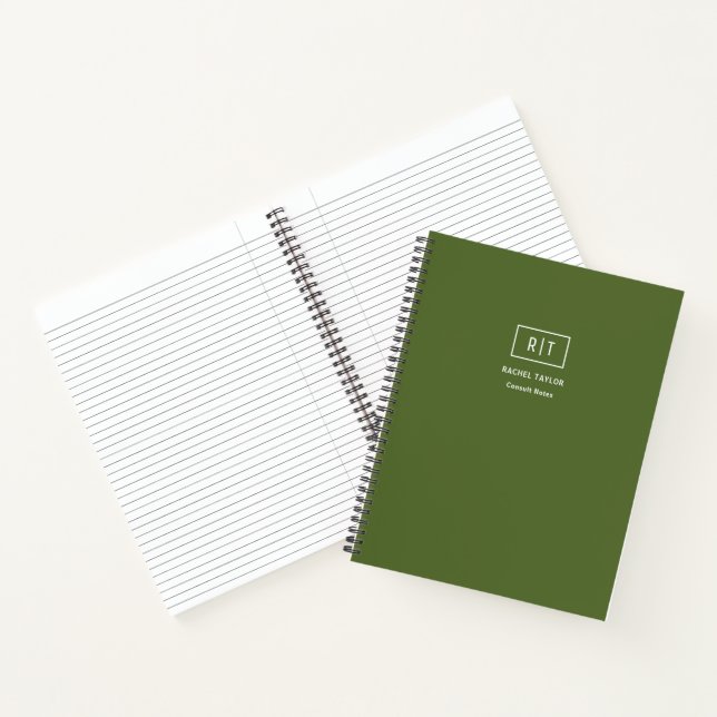 Carnet Monogramme vert olive foncé mensuel hebdomadaire m (Intérieur)