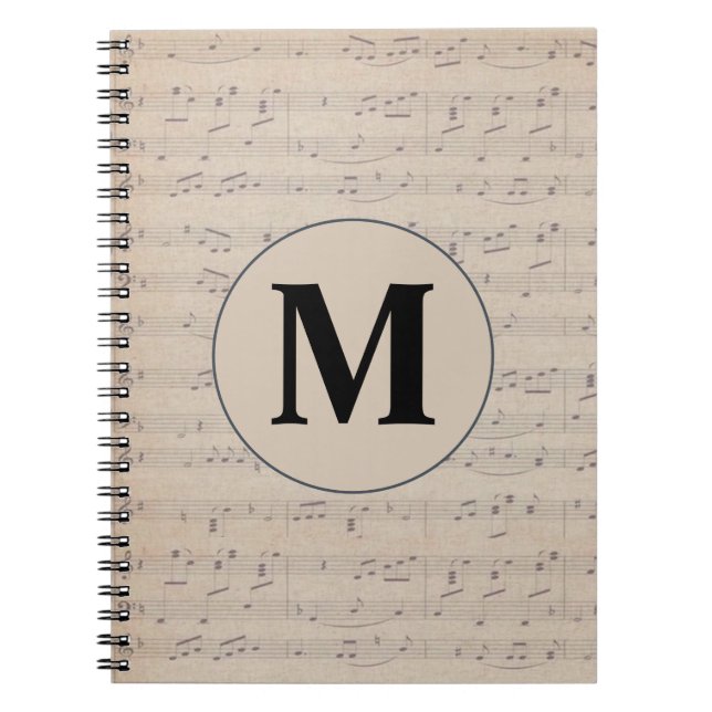 Carnet Monogramme vintage de notes musicales (Devant)