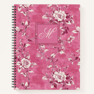 Carnet Monogramme vintage rose rose rose