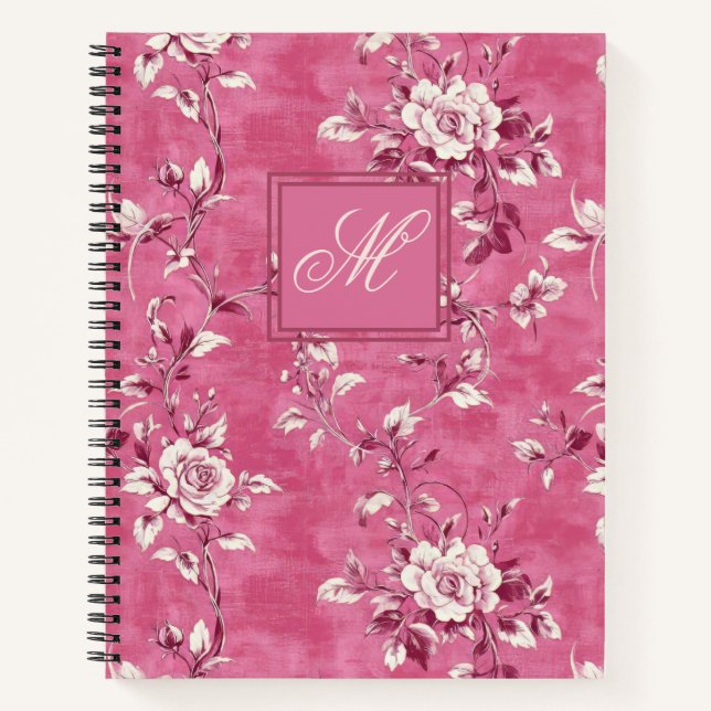 Carnet Monogramme vintage rose rose rose (Devant)