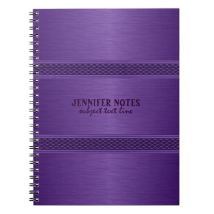 Carnet Monogramme violet métal brossé en aluminium