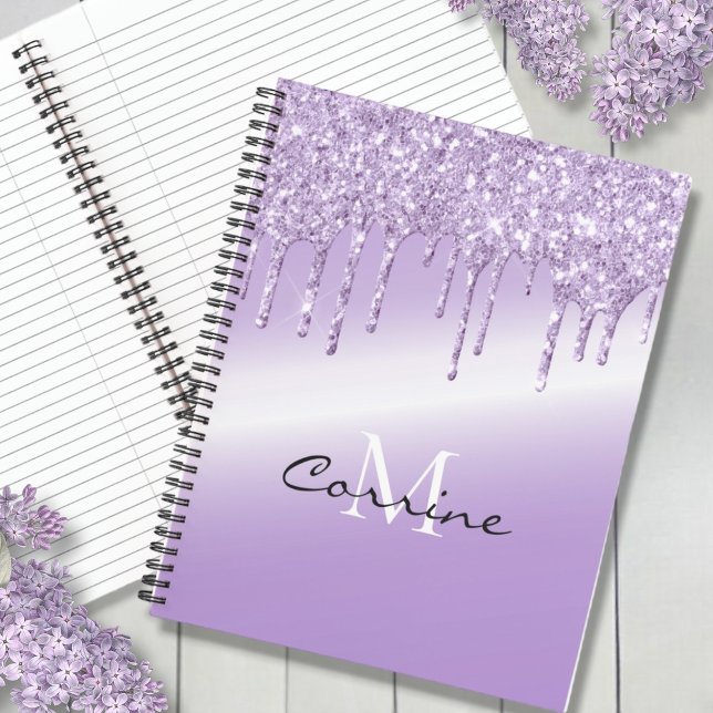 Carnet Monogramme Violet violet Parties scintillant de sé (Créateur téléchargé)