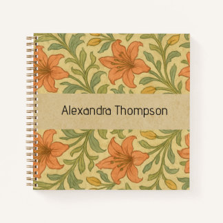 Carnet Monogrammed cute rustic kraft paper William Morris