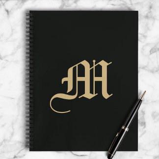 Carnet Monogrammed Modern Gothic Minimal Black and Gold