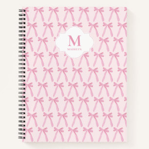 Carnet Monogrammed Pink Coquette bow motif personnalisé