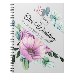 Carnet Monogrammes floraux violets Notes MARIAGES Nouveau