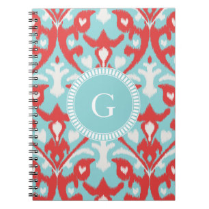 Carnet Monographie de motif tribal turquoise moderne roug