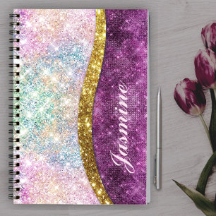 Carnet Monographie de parties scintillant en or irisé mou