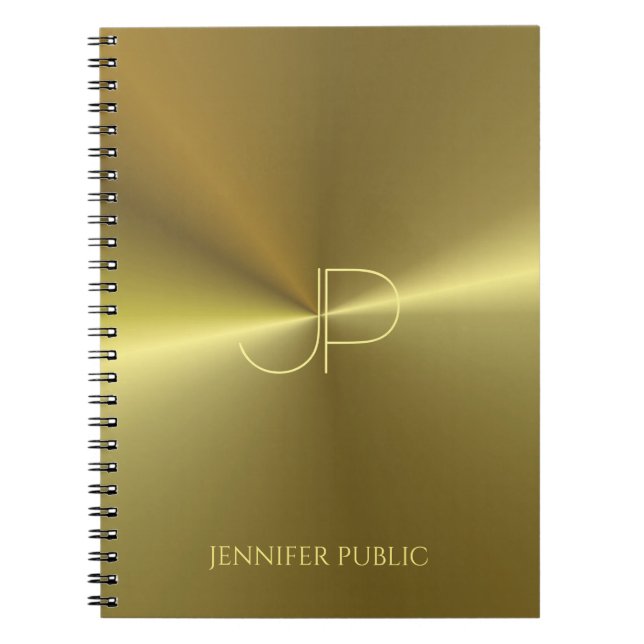 Carnet Monographie d'or métallique moderne Monogramme Mod (Devant)