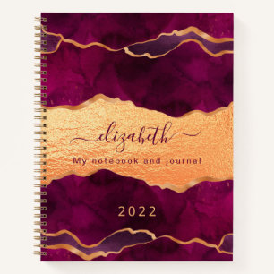 Carnet Monographie en marbre violet de Bourgogne rose or