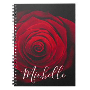 Carnet Monographie personnalisée rose rouge photo vintage