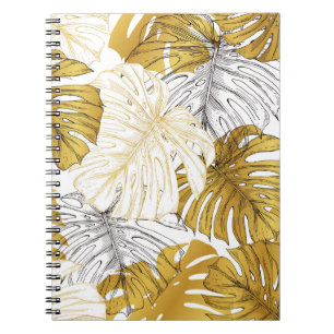 Carnet Monstera Feuilles : Blanc doré