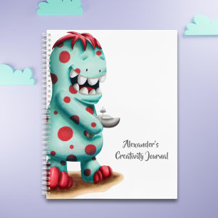 Carnet Monstre Alien Personnalisé Bleu-vert et Rouge