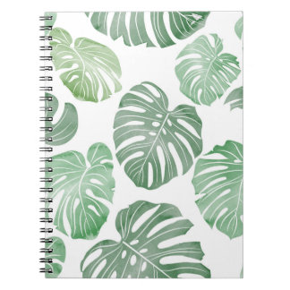 Carnet Monstre aquarelle, papier peint tropical transpare