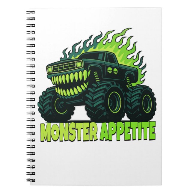 Carnet Monstre Camion Horreur Flamme (Devant)