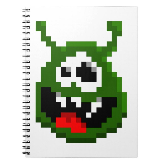 Carnet Monstre Vert - Pixel Art (Devant)