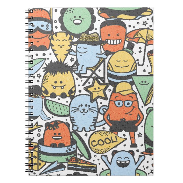 Carnet Monstres d'été, motif coloré sans couture (Devant)