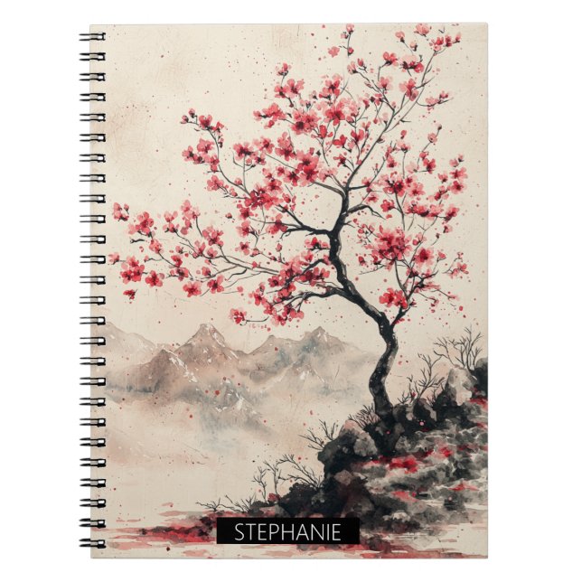Carnet Montagne Sérénité Sakura Cramoisi (1) (Devant)