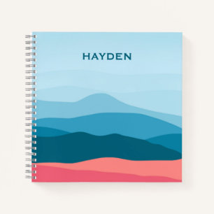 Carnet Montagnes Abstraites Modernes Bleu Rose Personnali