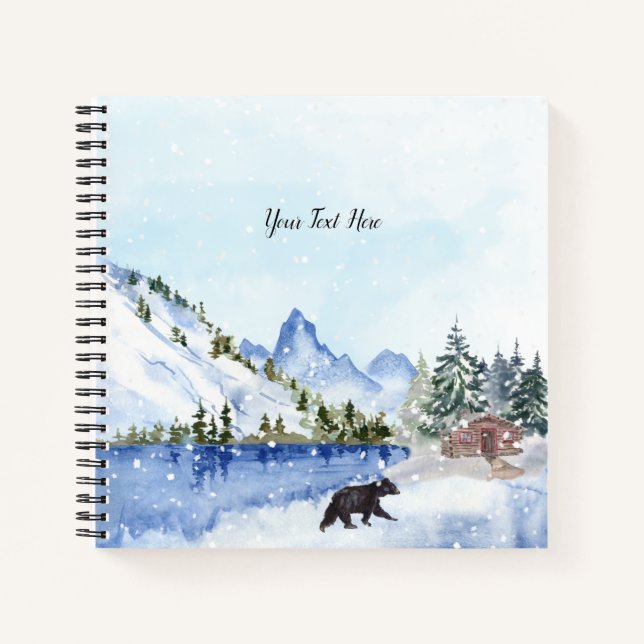 Carnet Montagnes, Lac, Arbres, Cabine, Bear Winter Scene (Devant)