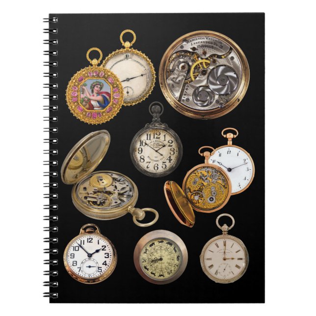 Carnet Montres de poche Temps Steampunk Objets Collage (Devant)