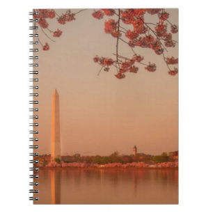 Carnet Monument de Washington Sakura au coucher du soleil