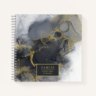 Carnet Moody Ink Charcoal Gold Abstrait ID988