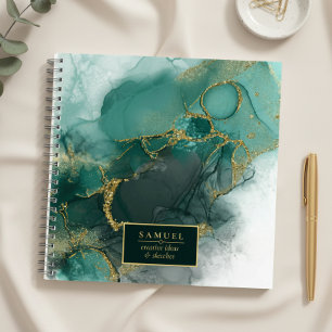 Carnet Moody Ink Emerald Or Abstrait ID988