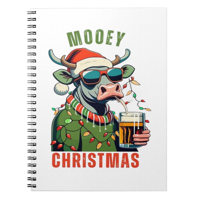 Carnet Mooey Noël Highland Cow Light Santa Hat T-Shi (Devant)