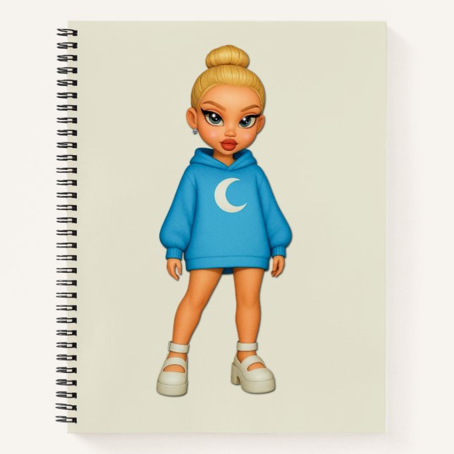 Carnet Moon Hoodie Fashion Doll Notebook (Devant)