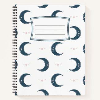 Carnet Moon Pattern Spiral Notebook 8.5x11