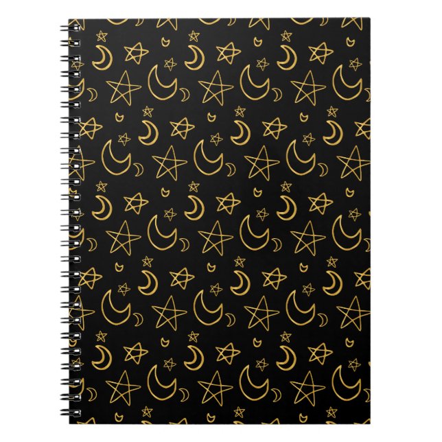 Carnet Moons et étoiles Motif or (Devant)